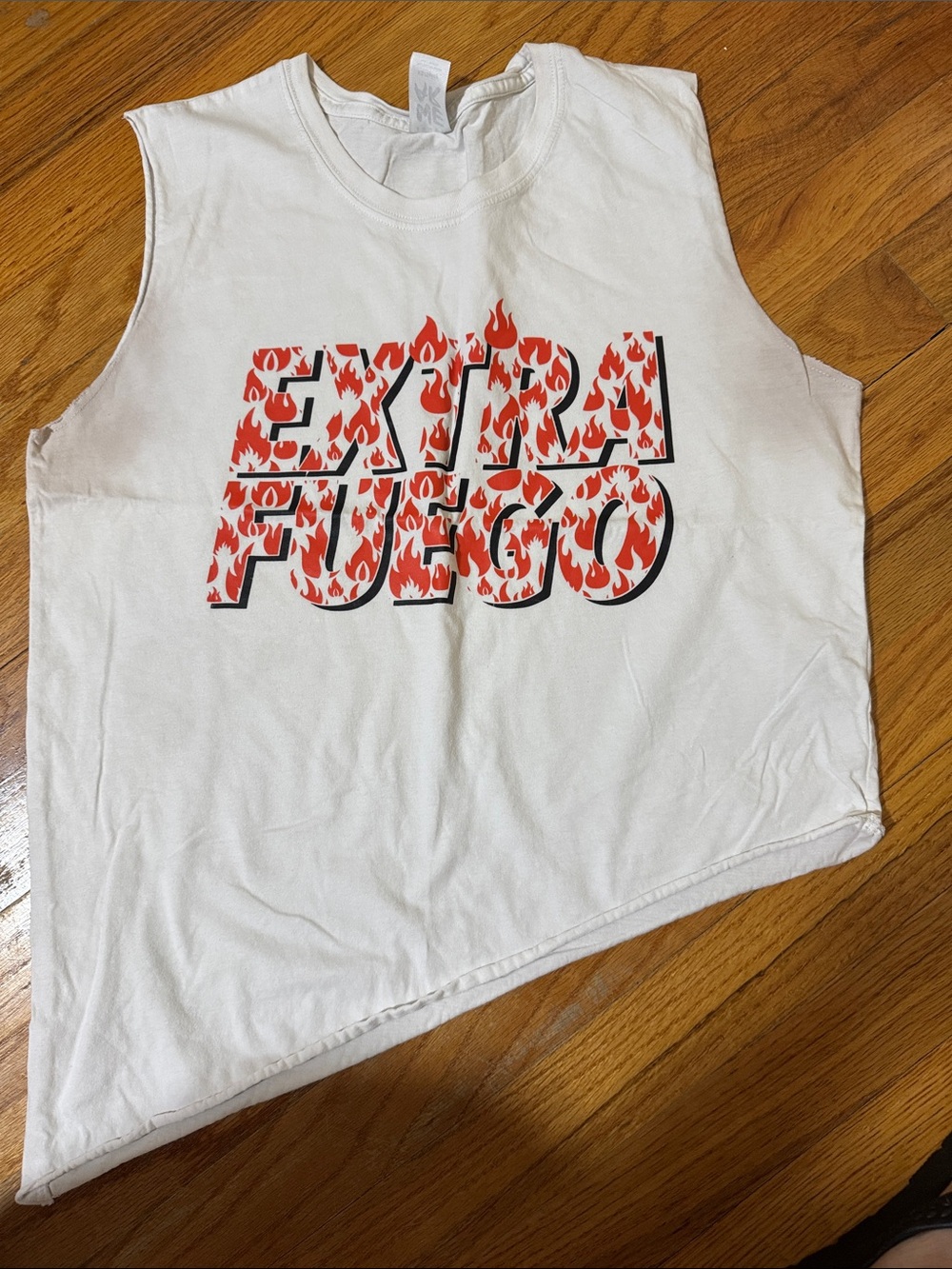White "Extra Fuego" Graphic Muscle Tee